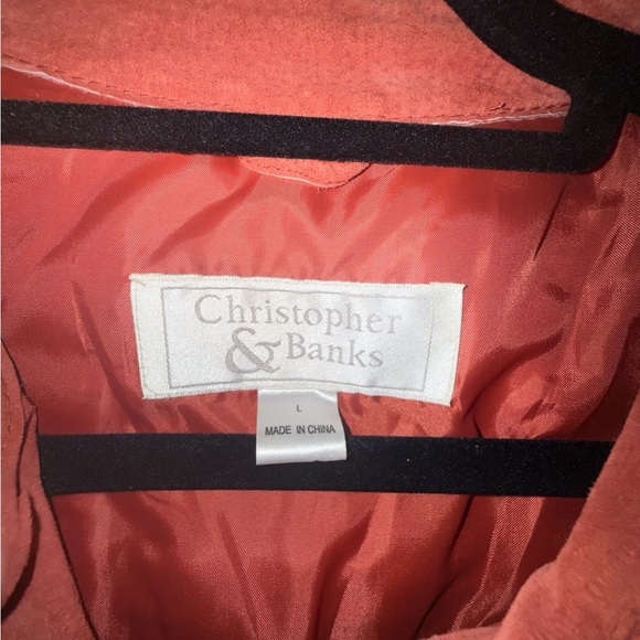 Christopher & Banks Women's Orange Leather Jacket - Picture 5 of 8